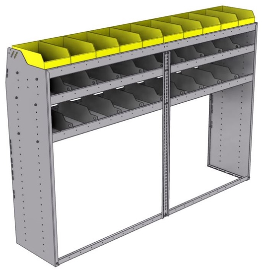 25-8858-3 Profiled back bin separator combo Shelf unit 84"Wide x 18.5"Deep x 58"High with 3 shelves