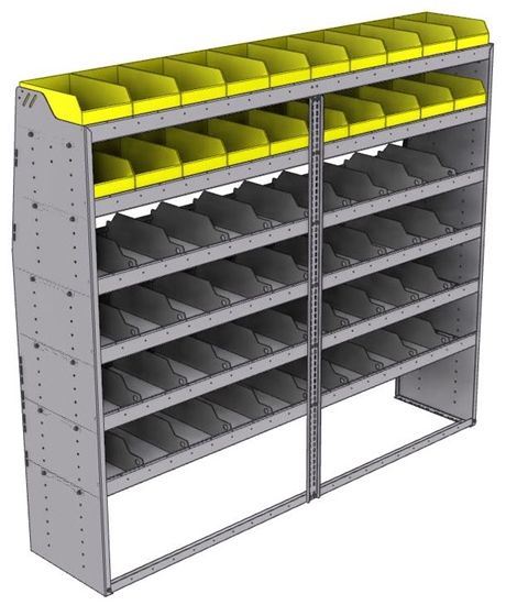 25-8872-6 Profiled back bin separator combo Shelf unit 84"Wide x 18.5"Deep x 72"High with 6 shelves