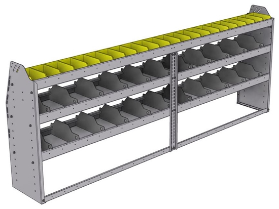 25-9336-3 Profiled back bin separator combo Shelf unit 94"Wide x 13.5"Deep x 36"High with 3 shelves