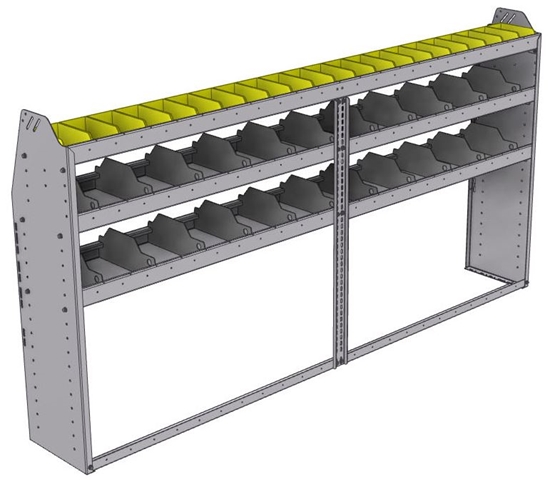 25-9348-3 Profiled back bin separator combo Shelf unit 94"Wide x 13.5"Deep x 48"High with 3 shelves