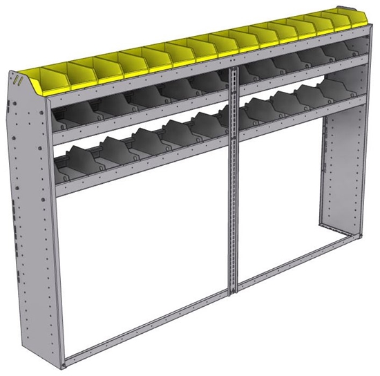 25-9358-3 Profiled back bin separator combo Shelf unit 94"Wide x 13.5"Deep x 58"High with 3 shelves
