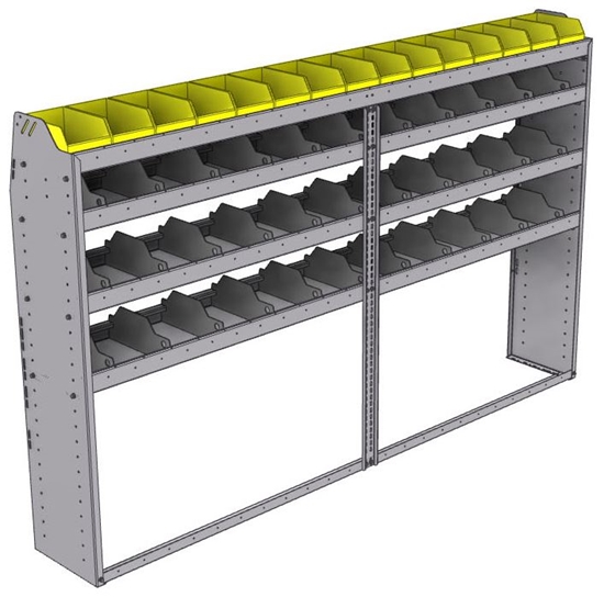 25-9358-4 Profiled back bin separator combo Shelf unit 94"Wide x 13.5"Deep x 58"High with 4 shelves