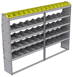 25-9363-5 Profiled back bin separator combo Shelf unit 94"Wide x 13.5"Deep x 63"High with 5 shelves