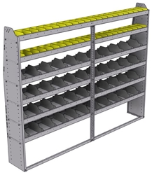 25-9372-6 Profiled back bin separator combo Shelf unit 94"Wide x 13.5"Deep x 72"High with 6 shelves