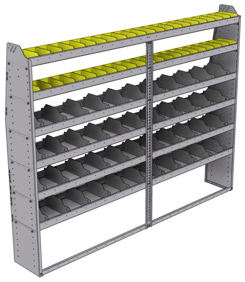 25-9372-6 Profiled back bin separator combo Shelf unit 94"Wide x 13.5"Deep x 72"High with 6 shelves