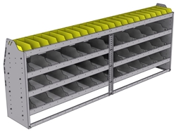 25-9536-4 Profiled back bin separator combo Shelf unit 94"Wide x 15.5"Deep x 36"High with 4 shelves