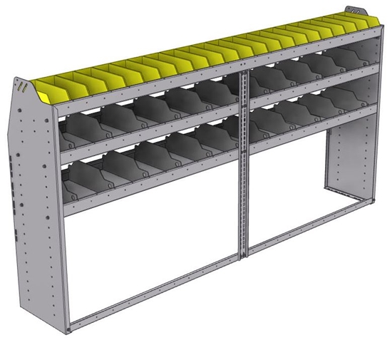 25-9548-3 Profiled back bin separator combo Shelf unit 94"Wide x 15.5"Deep x 48"High with 3 shelves