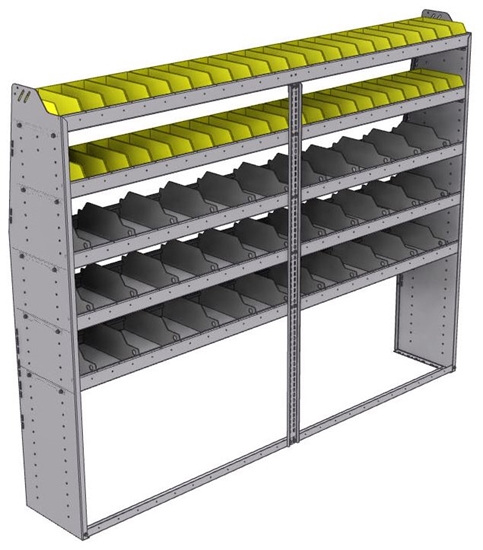 25-9572-5 Profiled back bin separator combo Shelf unit 94"Wide x 15.5"Deep x 72"High with 5 shelves