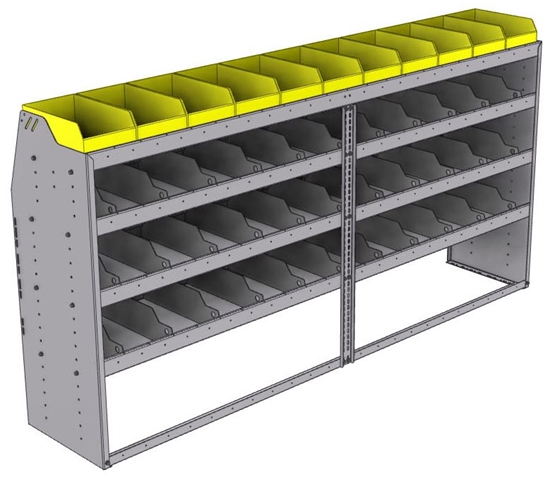 25-9848-4 Profiled back bin separator combo Shelf unit 94"Wide x 18.5"Deep x 48"High with 4 shelves