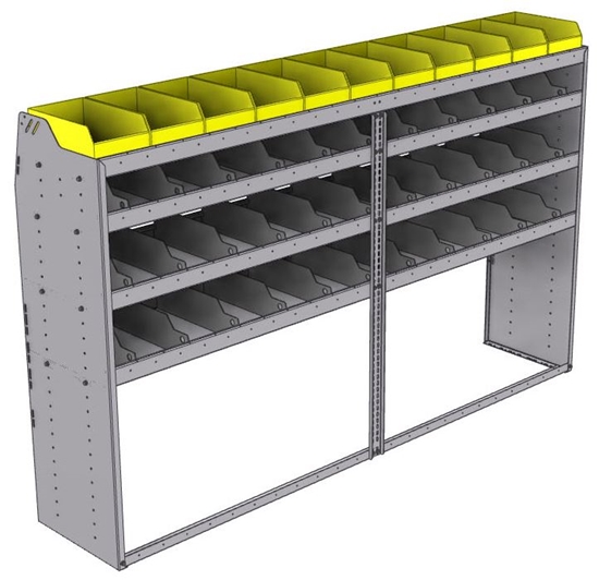 25-9858-4 Profiled back bin separator combo Shelf unit 94"Wide x 18.5"Deep x 58"High with 4 shelves