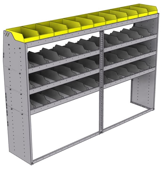 25-9863-4 Profiled back bin separator combo Shelf unit 94"Wide x 18.5"Deep x 63"High with 4 shelves