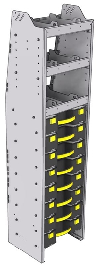 15-1572-8 Profiled back carry case cabinet 18-7/8"Wide x 15.5"Deep x 72"High with 8 Carrycases