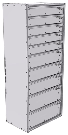 16-2556-532 Tool drawer 24" Wide X 15.5" Deep X 55-11/16" High with 10 drawers