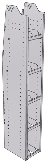 29-1572-5 Profiled Back Bookshelf, 11"Wide x 15.5"Deep x 72"High with 5 shelves