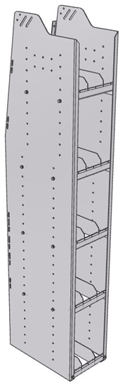 29-1872-5 Profiled Back Bookshelf, 11"Wide x 18.5"Deep x 72"High with 5 shelves