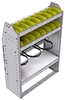 37-3348-3 Profiled back refrigerant bin unit 34.5"Wide x 13.5"Deep x 48"High with 2 shelves