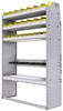 37-4363-4 Profiled back refrigerant bin unit 43"Wide x 13.5"Deep x 63"High with 3 shelves