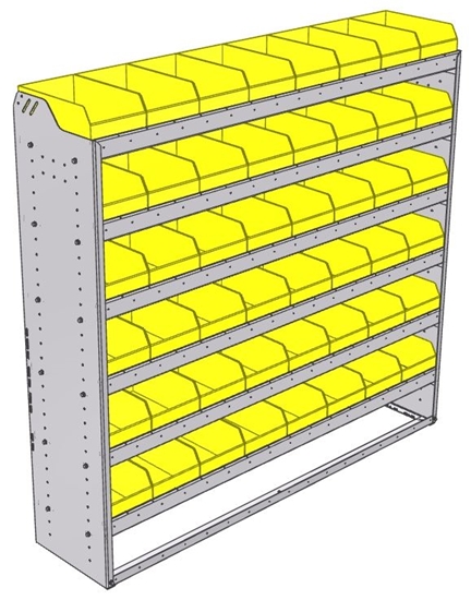 22-6563-6 Square back bin shelf unit 69.125"Wide x 15.5"Deep x 67"High with 6 shelves