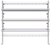 26-7072-03 3 level fold-up shelving unit, 77"Wide x 21"Deep x 72"High