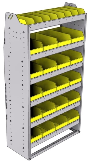 23-3563-6 Profiled back bin shelf unit 34.5"Wide x 15.5"Deep x 63"High with 6 shelves