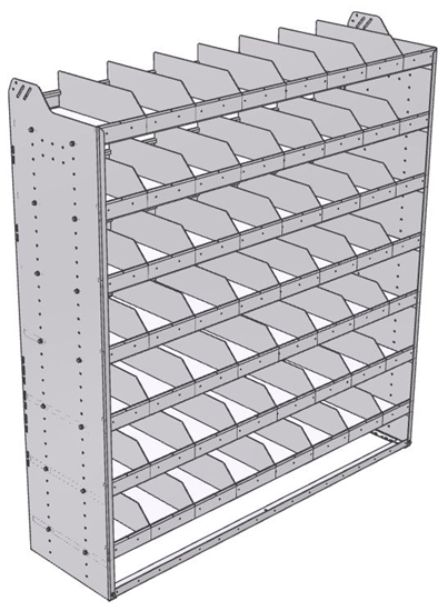 24-6872-7 Square back bin separator combo shelf unit 69.125"Wide x 18.5"Deep x 72"High with 7 shelves