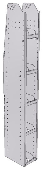 29-9372-5 Profiled Back Bookshelf, 9"Wide x 13.5"Deep x 72"High with 5 shelves