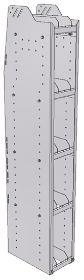 29-9563-5 Profiled Back Bookshelf, 9"Wide x 15.5"Deep x 63"High with 5 shelves