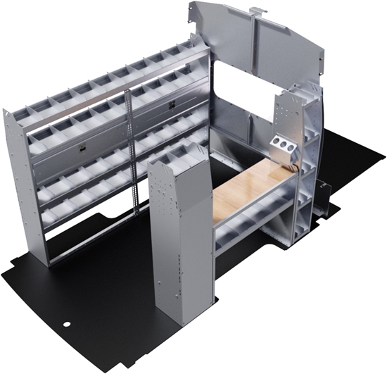 60-FT33-S5P20 Service Package with Middle Safety Partition for 2020 Ford Transit 148" Extended Wheelbase High Roof with 5 Passengers